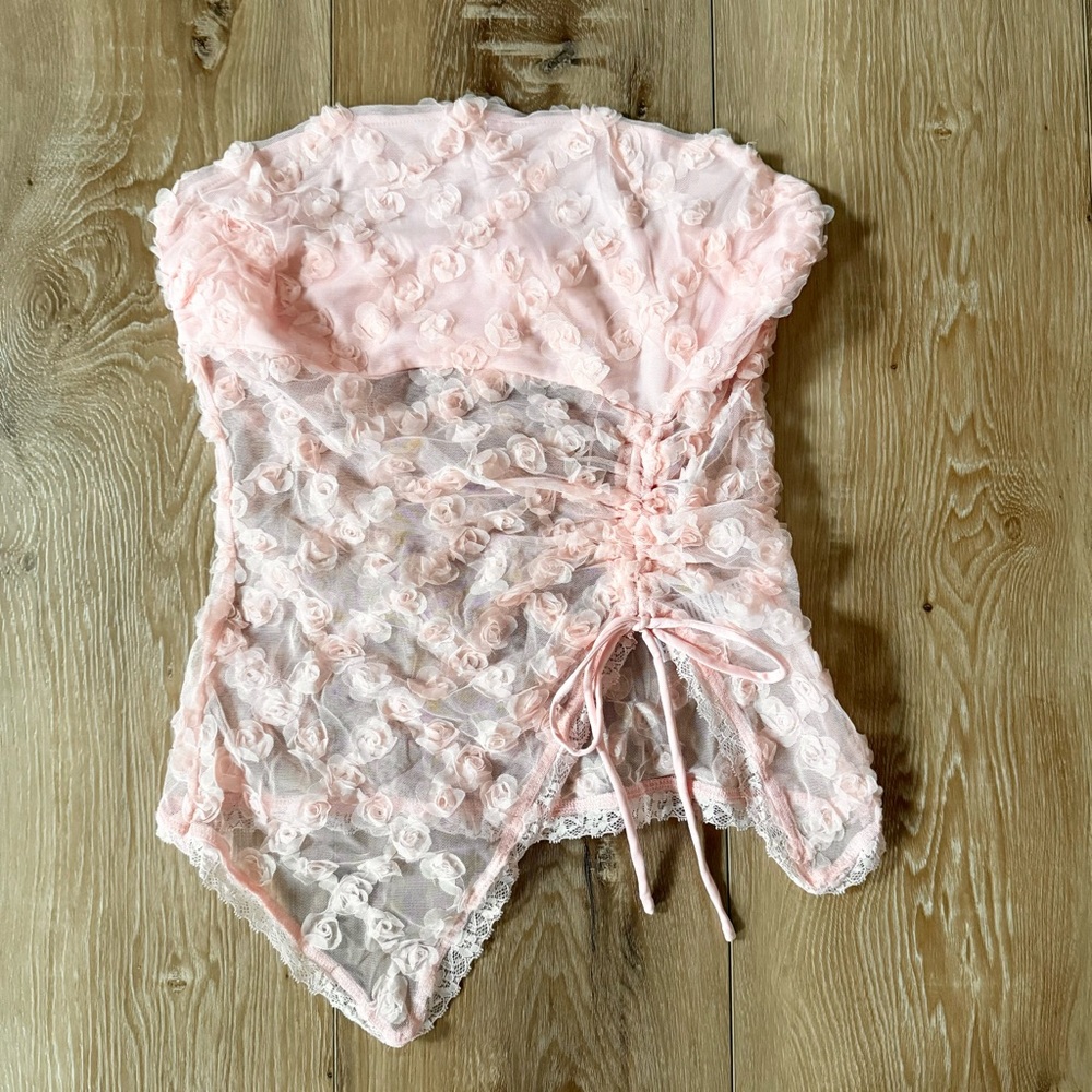 Urban Outfitters Kimchi Blue Rosie Floral Applique Tube Top